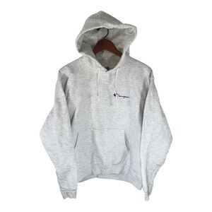 Vintage 90's Champion Hoodie Sweatshirt Light Grey Cotton MADE IN USA Size XXL